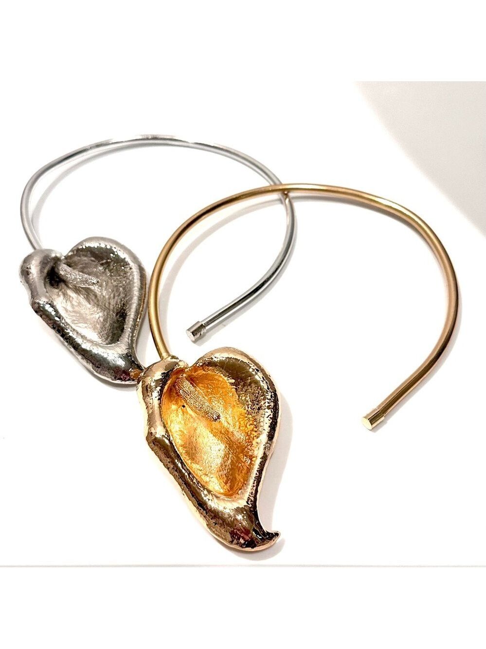 GOLDEN BLOOMS | Gold Cala Lily Contemporary Statement Collar Necklace | NEW - Picture 7 of 10